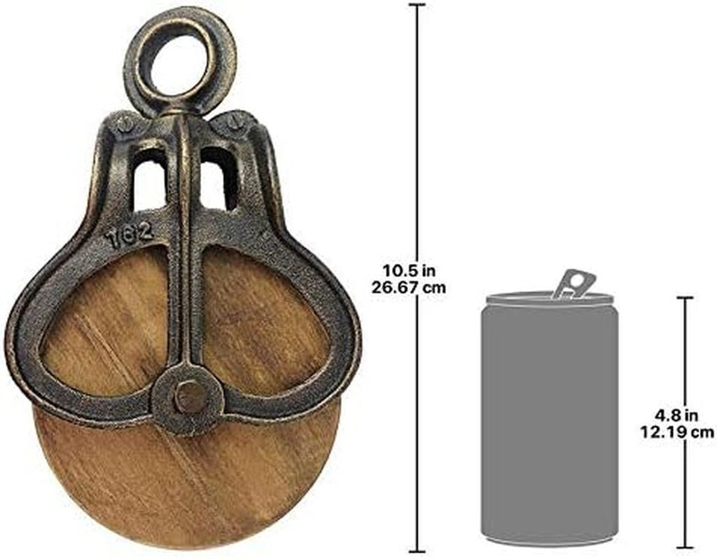 Design Toscano roată de epocă Farmhouse Pulley Decor industrial, 25,5 cm, full color. Statuete si sculpturi Naty Shop