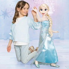 Disney Die Eiskönigin Playdate ELSA Riesenpuppe, 80 cm, von Jakks Pacific, voll bewegliche Puppe mit 11 Bewegungspunkten, inklusive Haarbürste und Zubehör