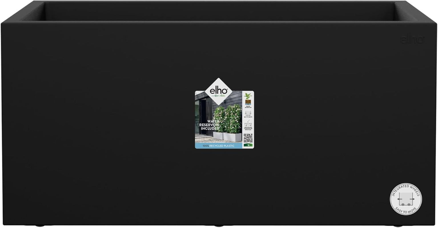 elho Vivo Next Square 30 - Cutie cu flori pentru interior și exterior - 100% plastic reciclat - L 29,5 x Î 29,5 cm - Negru/Negru viu