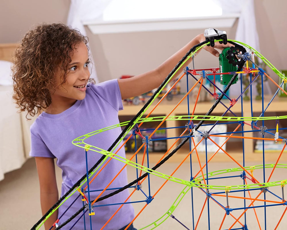 K'NEX 51438 Typhoon Frenzy Roller Coaster, 2-in-1 Model Colourful Construction Set for Boys and Girls, 19 Foot Toy, 640 Piece Kids Building Set for Children Aged 9 Years +