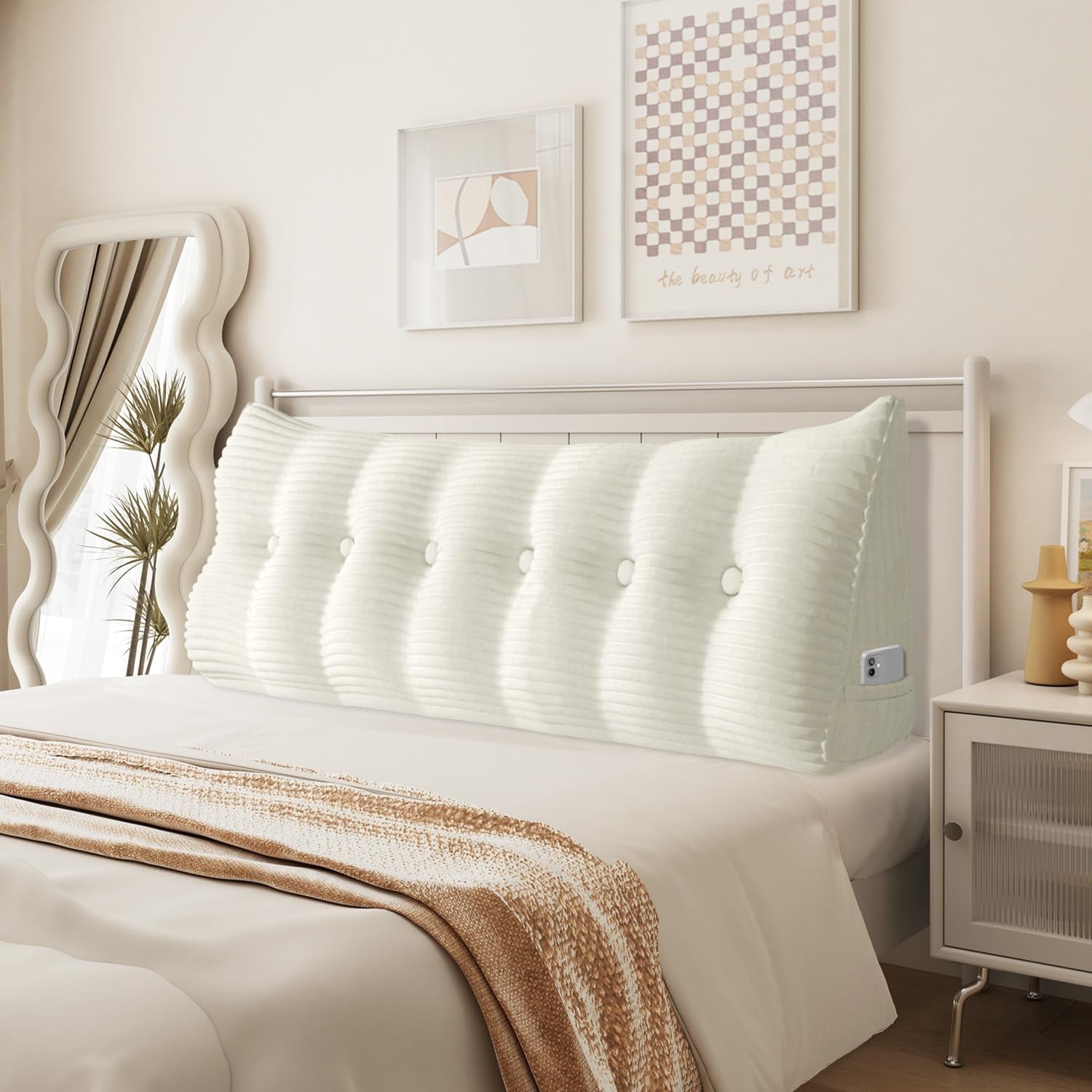 Pernă Johnear cu pană, pernă de citit pentru pat și canapea, pernă pentru spătar, pernă pentru tăblie, pernă lombară triunghiulară mare (gri, 45 cm)