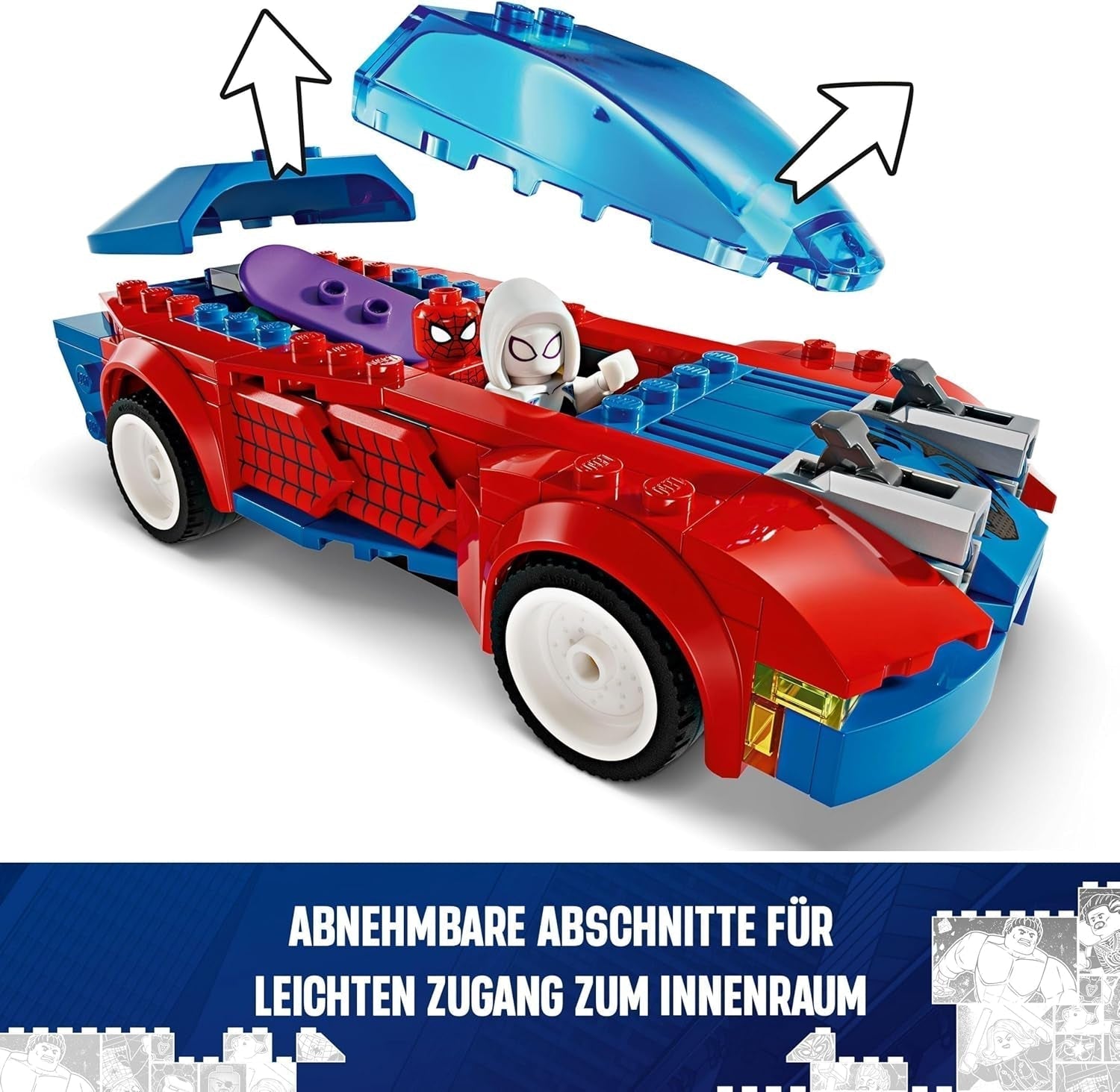 LEGO Marvel Spider-Man Race Car & Venom Green Goblin, jucărie Spidey pentru jocuri de rol cu figuri de supereroi și mașină construibilă, cadou pentru copii, băieți și fete de la 7 ani 76279 Seturi de constructie Besuche den LEGO-Store
