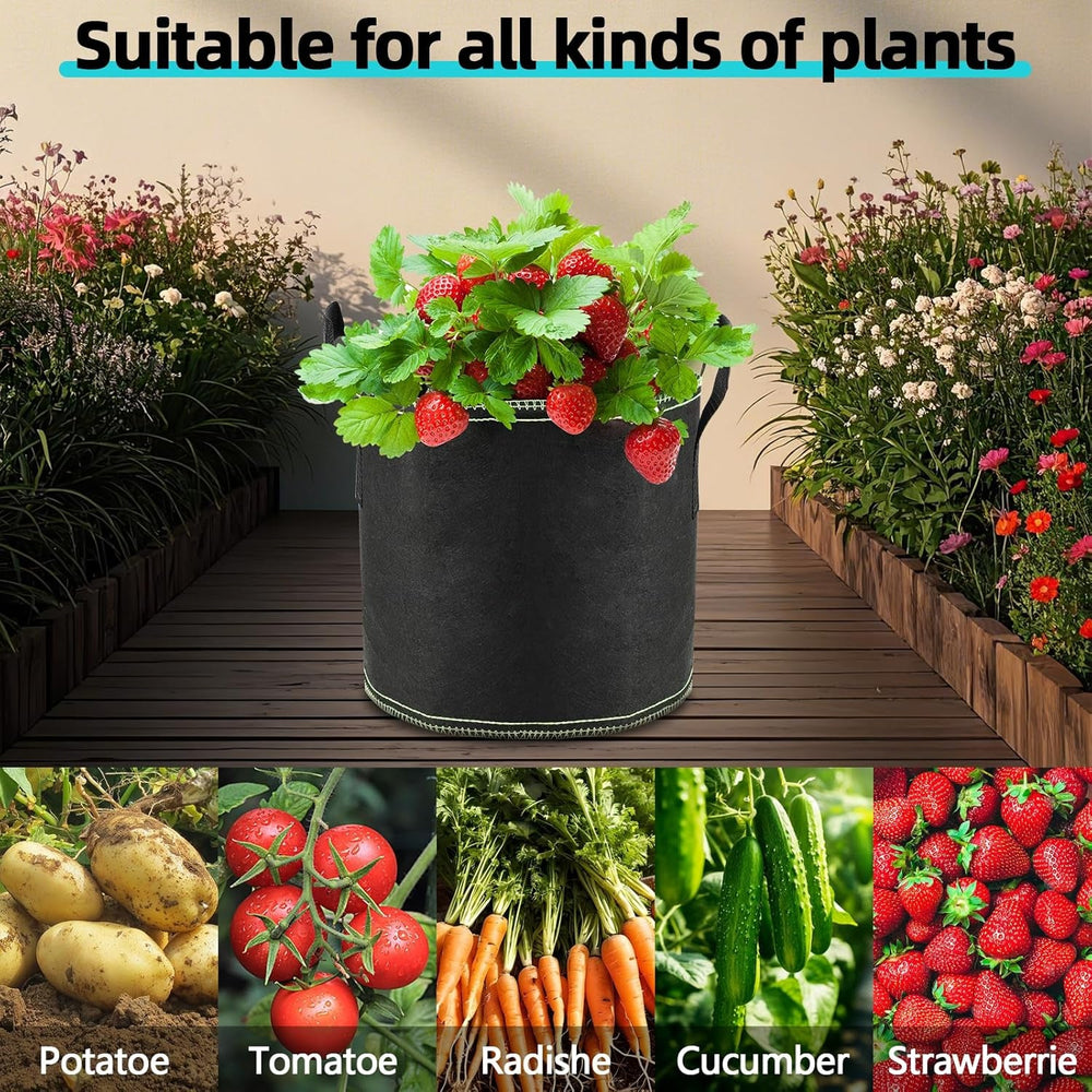 x 12L Ghivece pentru roșii, Saci de plantare din material nețesut cu mânere, Ghivece de grădină îngroșate și ventilate, Saci de plantare reutilizabili pentru cartofi, roșii, legume, flori și căpșuni