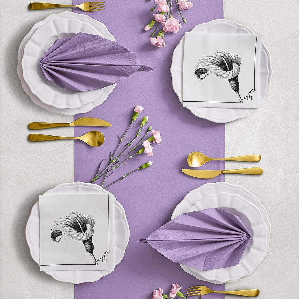 PAW - Șervețele Airlaid - Asemănătoare țesăturii (40 X 40 Cm) I 50 de bucăți I Pentru servicii funerare, ospăț funerar, înmormântare, rămas bun I Șervețele din pânză pentru decorarea mesei de înaltă calitate - Memory Flower I Memory Flower