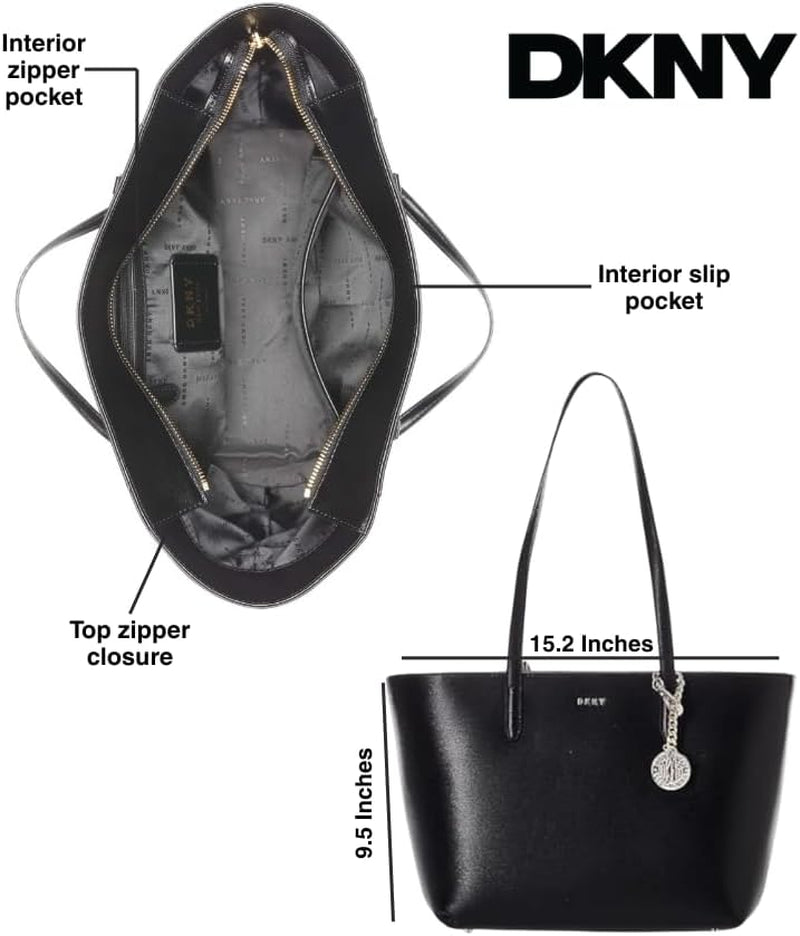 DKNY Femeii Bryant mediu din piele Tote sac Tote sac, negru / aur Genti Femei Naty Shop