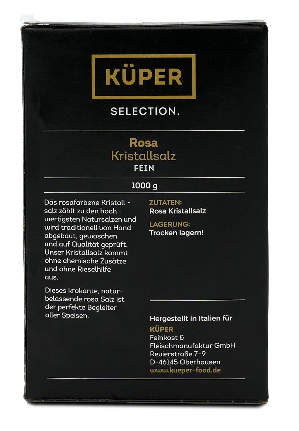 Küper Selection 1000g Kristallsalz rosa fein - rosa Speisesalz zum Würzen und Verfeinern – 100% natürliches Salz