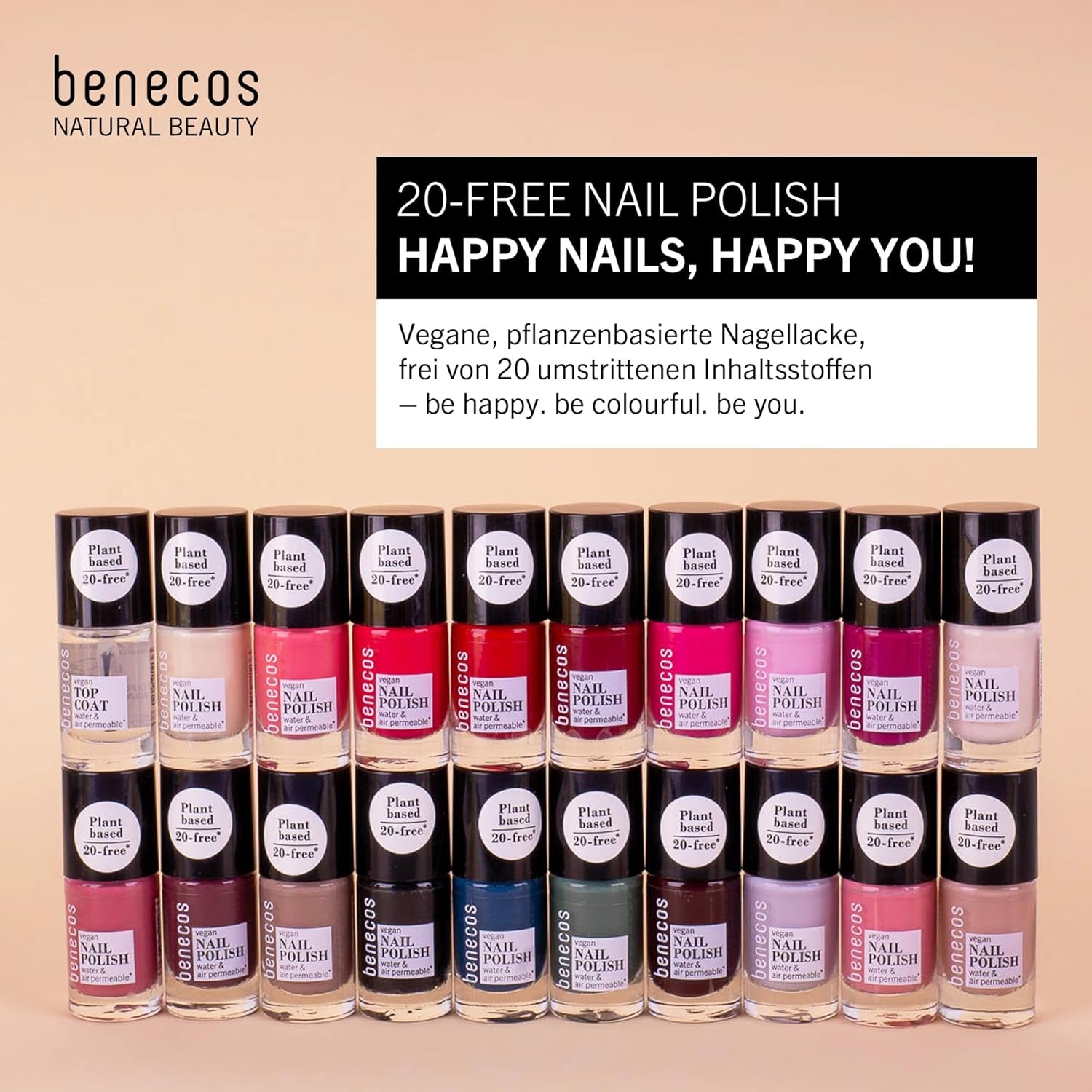 Gumă de mestecat Benecos 20-Free Vegan Nail Polish Bubble Gum - ojă pe bază de plante - uscare rapidă și de lungă durată - permeabilă la apă - îmbogățită cu biotină - 5ml