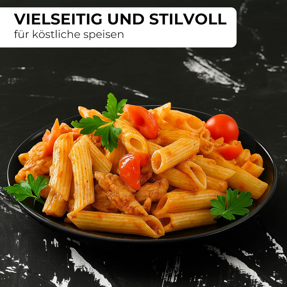 MIAMIO - Set de veselă/farfurii ceramice moderne, format din 6 piese, pentru 6 persoane - Colecția Palmanova (Negru, Farfurii mari (6x))