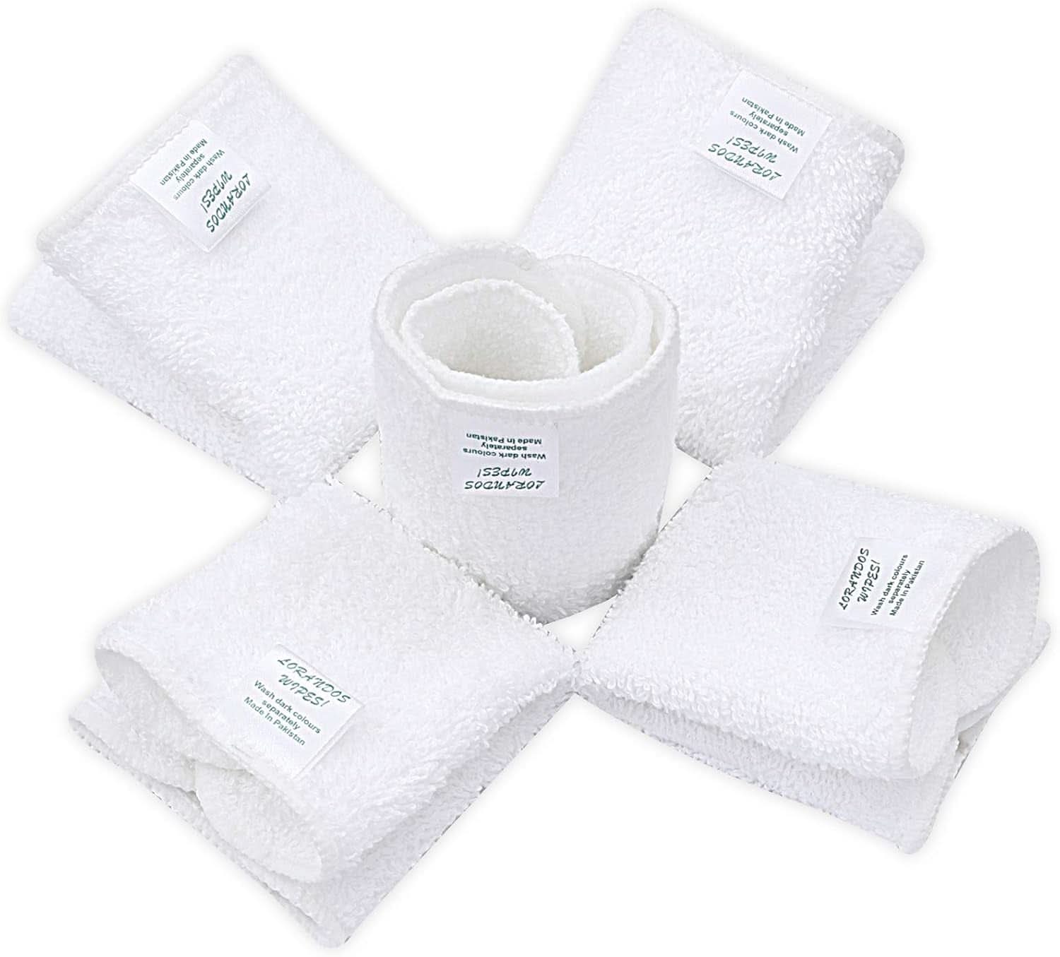 Șervețele reutilizabile pentru copii 100% bumbac Terry (25pachet - 15X15Cm - alb) fără parfum, lavabile, ultra moi și super absorbante Mama si Copilul Naty Shop