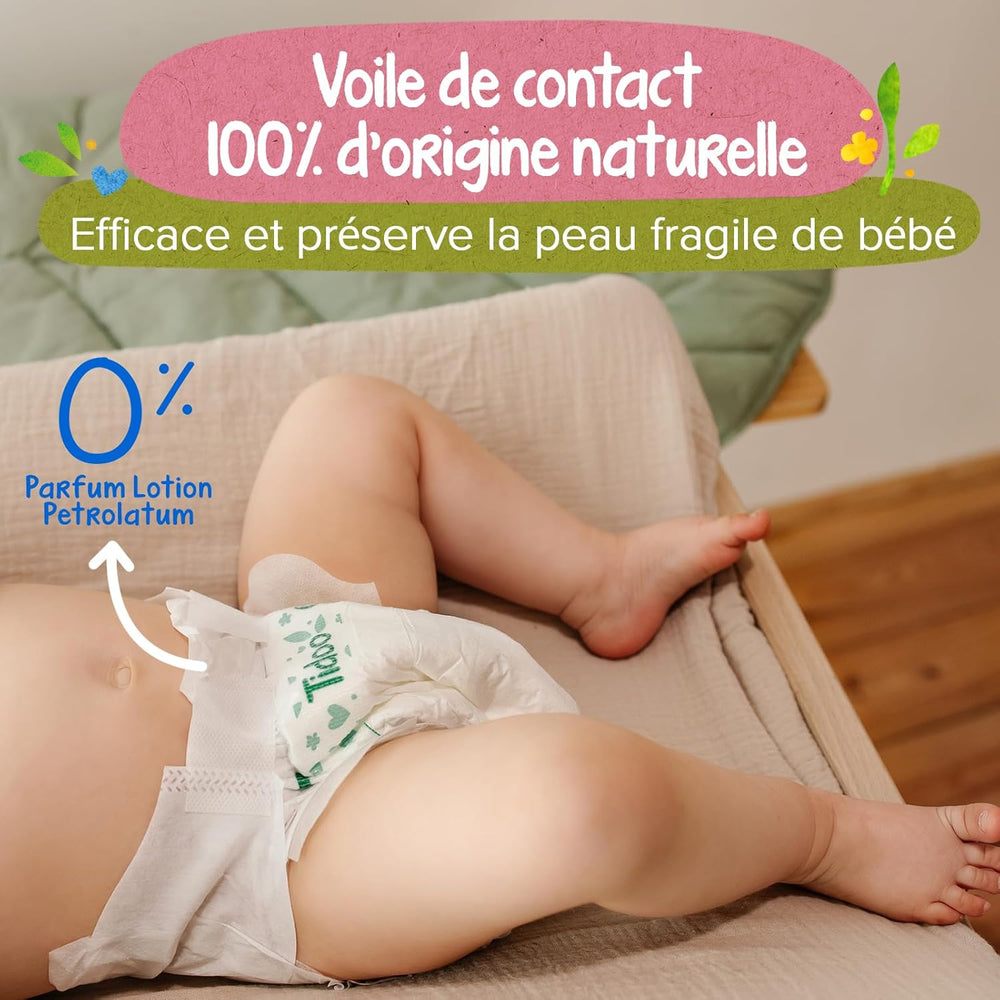 - Ökologische Windeln, Größe 2 (3-6 kg) – natürlicher Ursprung, ohne Schadstoffe – 12 Stunden trocken, extrem saugfähig – hergestellt in Frankreich – 150 Einwegwindeln – Packung 1 Monat