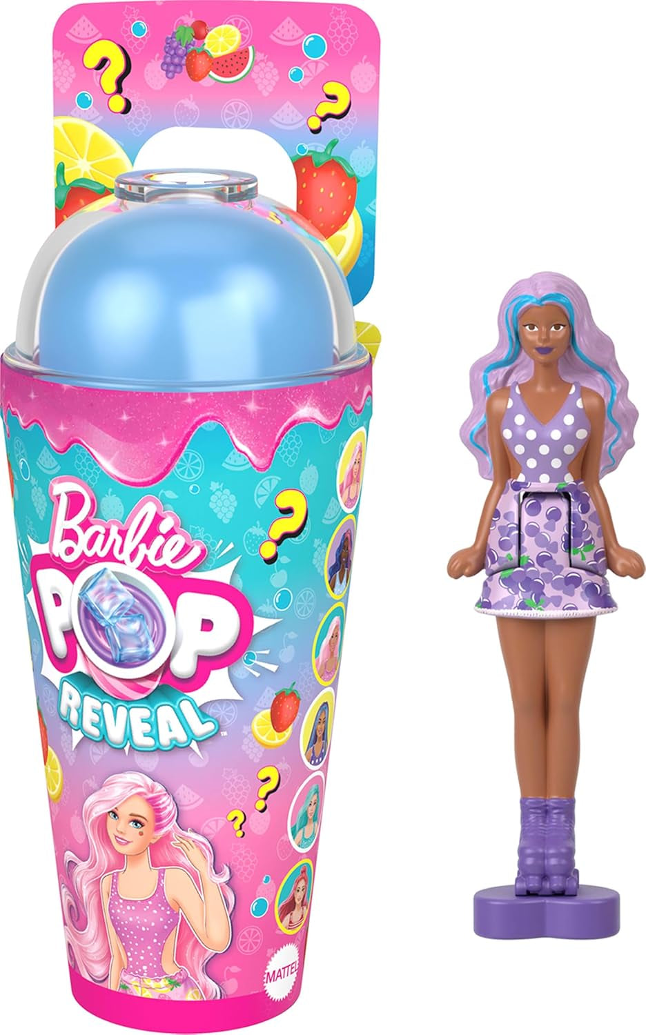 Păpuși Barbie Mini BarbieLand Reveal, set de 5 piese, păpuși cu o înălțime de aproximativ 4 cm, cu surpriză la despachetare, diverse dezvăluiri (stilurile pot varia), JCB27