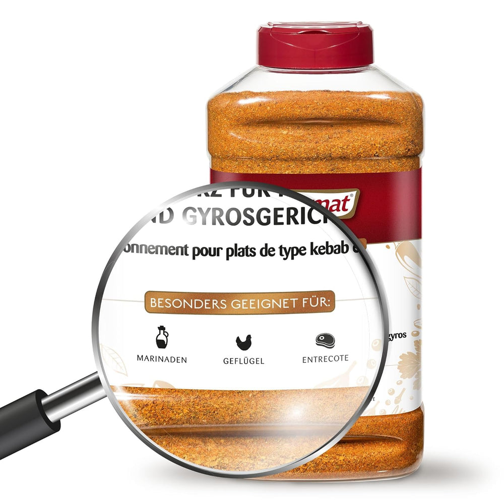 Prymat Gyros Gewürzmischung 900g – aromatische, pikante Mischung für Döner, Kebab, Hähnchen, Lamm und Grillgerichte – ideal zum Grillen, Braten und Würzen mediterraner Fleischgerichte