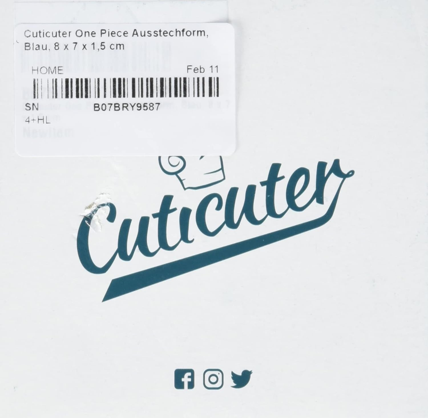 Formă de biscuiți tip „one piece”, plastic, albastră, 8 x 7 x 1,5 cm