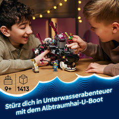 LEGO DREAMZzz Albtraumhai-U-Boot - Modulares Set mit 2 Baumöglichkeiten, 2 abnehmbaren Fluggeräten und 5 Minifiguren, inkl. Mateo und Astrid - Geschenk für Mädchen und Jungen ab 9 Jahren - 71500