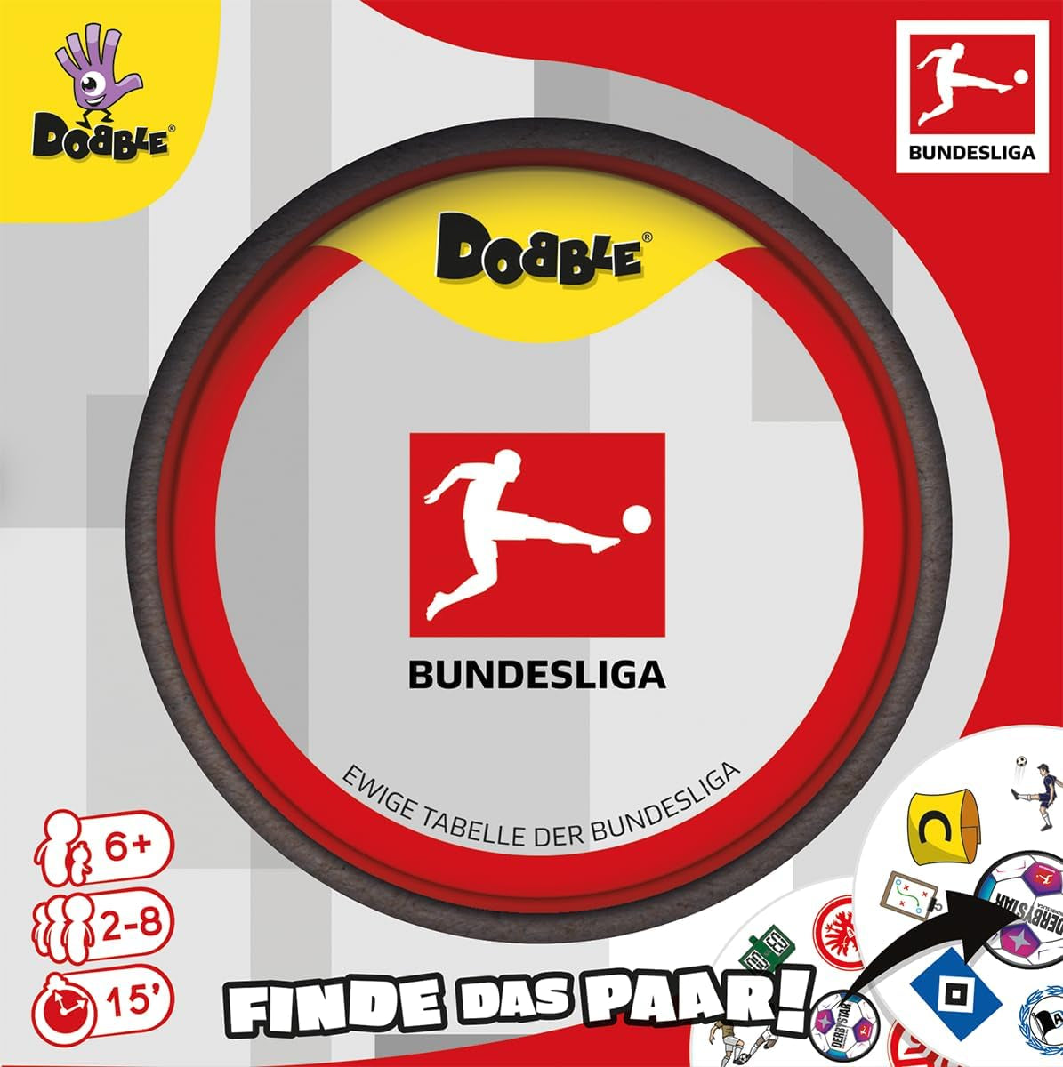 Dobble Bundesliga, joc de familie, joc de cărți, 2-8 jucători, vârste 6+, 15 minute, germană