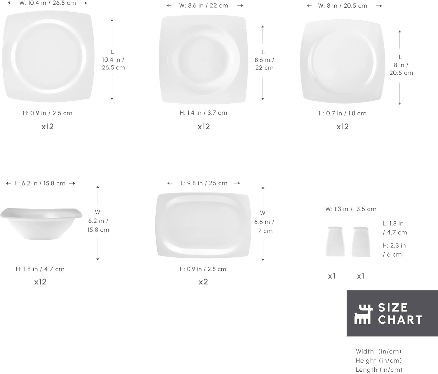 Set de veselă Karaca Jamie White pentru 12 persoane, 52 de piese - Veselă elegantă din porțelan pentru 12 persoane | Include farfurii, căni, boluri |