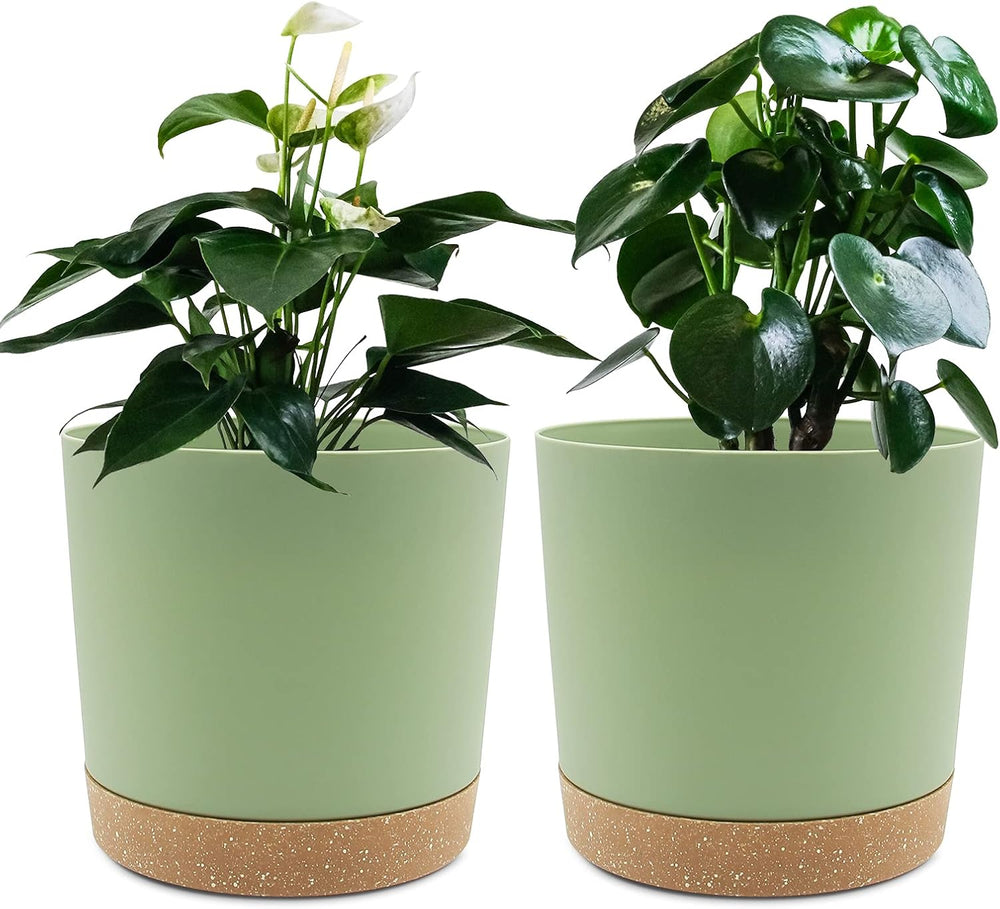 Ghiveci de flori set de 2 12,7 cm, ghivece pentru plante de interior cu găuri de drenaj și bază detașabilă, farfurioare decorative moderne pentru jardiniere de grădină de exterior (alb 12,7 cm)