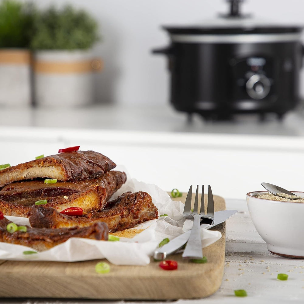 Tristar VS-3915 slow cooker, vas ceramic din oțel inoxidabil cu 2 setări de căldură și funcție de menținere la cald, 3,5 L Slow Cooker Naty Shop