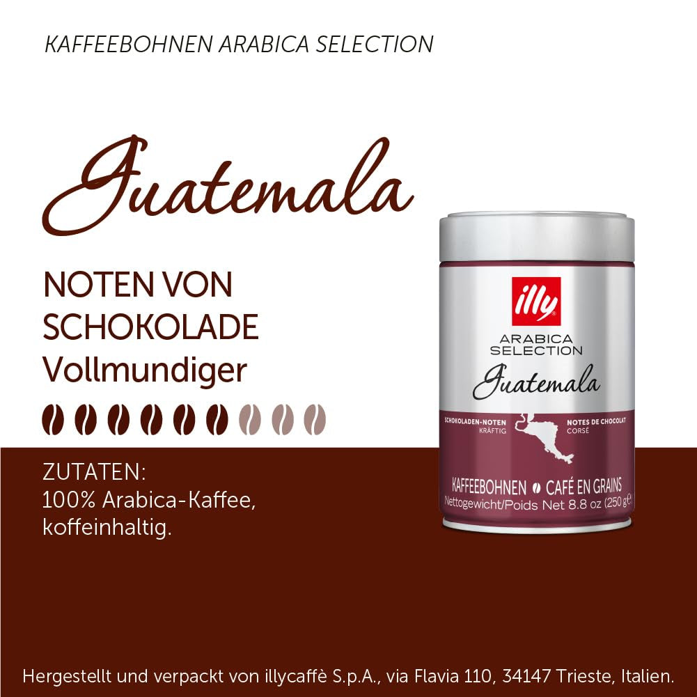 Boabe de cafea Illy Arabica Selection Guatemala pentru măcinare, cutie 250g