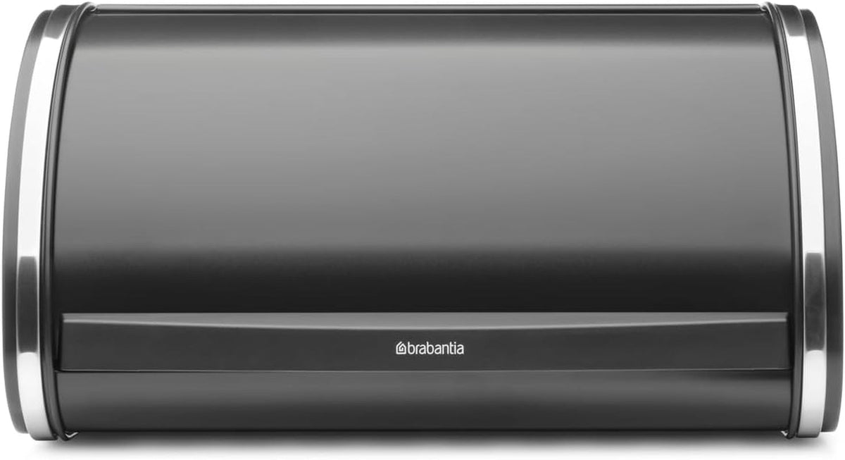 Brabantia roll bread box - Cutie de depozitare compactă pentru pâine, covrigi și rulouri pe blatul de lucru, cu capac plat, oțel durabil - dimensiune medie - negru mat Cutii depozitare alimente Naty Shop Oțel strălucitor Ys/M