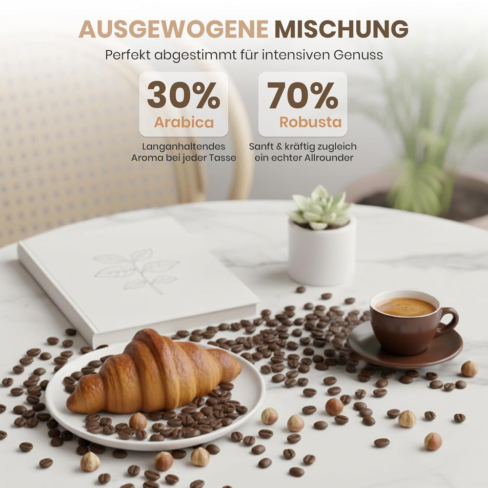 Cafferato Caffè Gran Crema – 1 kg boabe de cafea | Espresso italian | Aciditate scăzută, cu note de nucă și ciocolată | Boabe întregi pentru espresso și specialități de cafea | Cu supapă de aromă