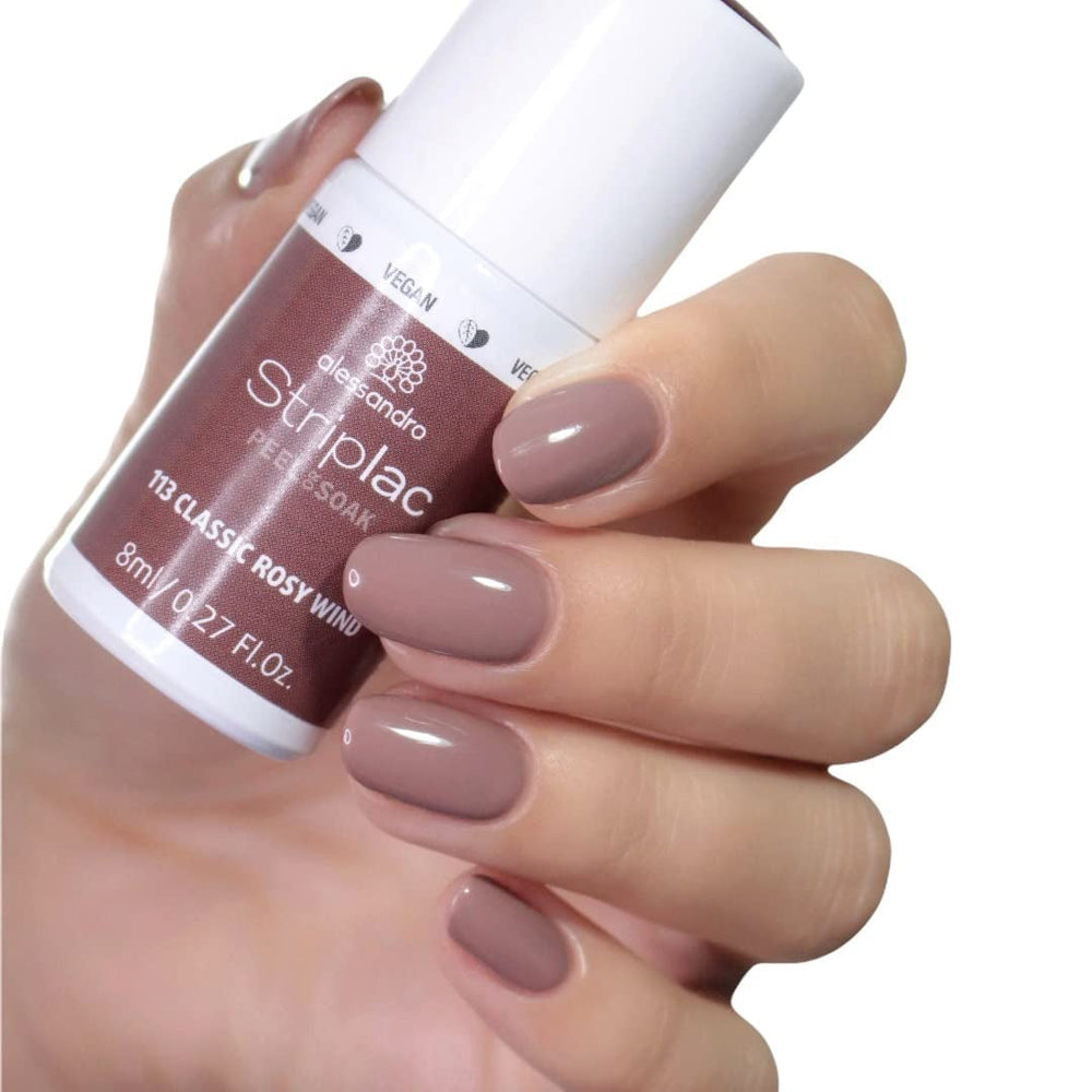 Oja UV alessandro Striplac Classic Rosy Wind – Delicată și de lungă durată – Îndepărtare ușoară datorită tehnologiei de îndepărtare peel-off – Vegană și cruelty-free – 8 ml