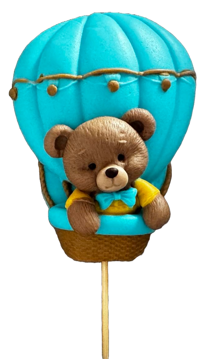 Decoratiune comestibila din zahar, Ursulet in balon Decoratiuni din Pasta de Zahar Naty Shop