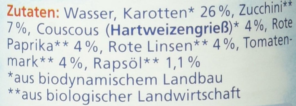 Tocană de linte bio cu couscous (de la 6 luni), 190 g