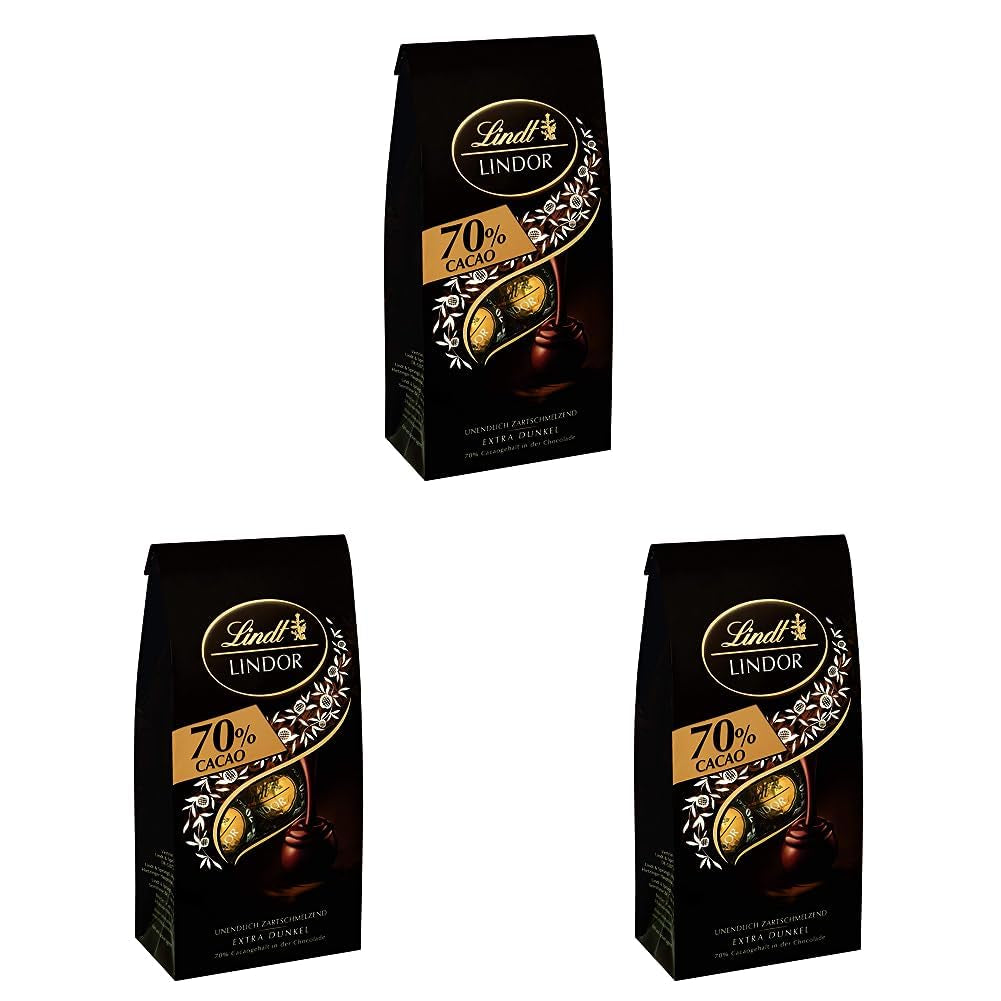 Bile de ciocolată Lindor 70% cacao extra neagră | Pungă de 137 g | Aprox. 10 bile de ciocolată neagră fină cu umplutură care se topește în gură | Cadou de ciocolată | Cadou de ciocolată