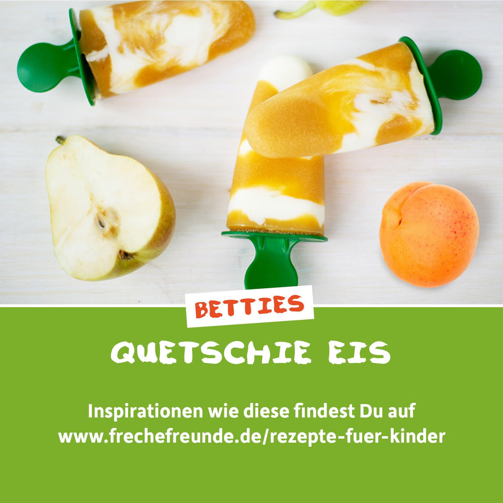 FRECHE FREUNDE Bio Quetschie Apfel, Erdbeere, Himbeere mit Grieß, Fruchtmus mit Getreide im Quetschbeutel für Babys ab dem 6. Monat, vegan, 6er Pack (6 x 100g)