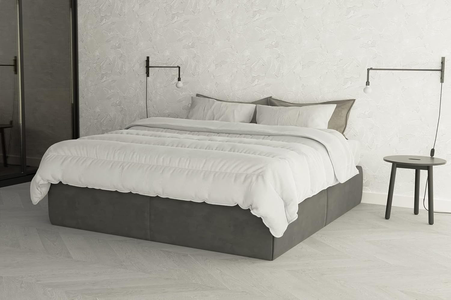 Lenjerie de pat italiană Prestige White Winter Quilt, 100% microfibră, dublă, 250X200Cm Plapumi si pilote Naty Shop