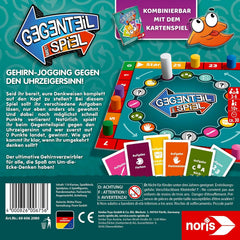Noris 606062080 - Gegenteil Spiel (Brettspiel ab 10 Jahre) - kombinierbar mit dem Kartenspiel - verrücktes Konzentrationsspiel für Kinder und Erwachsene für 3-6 Spieler