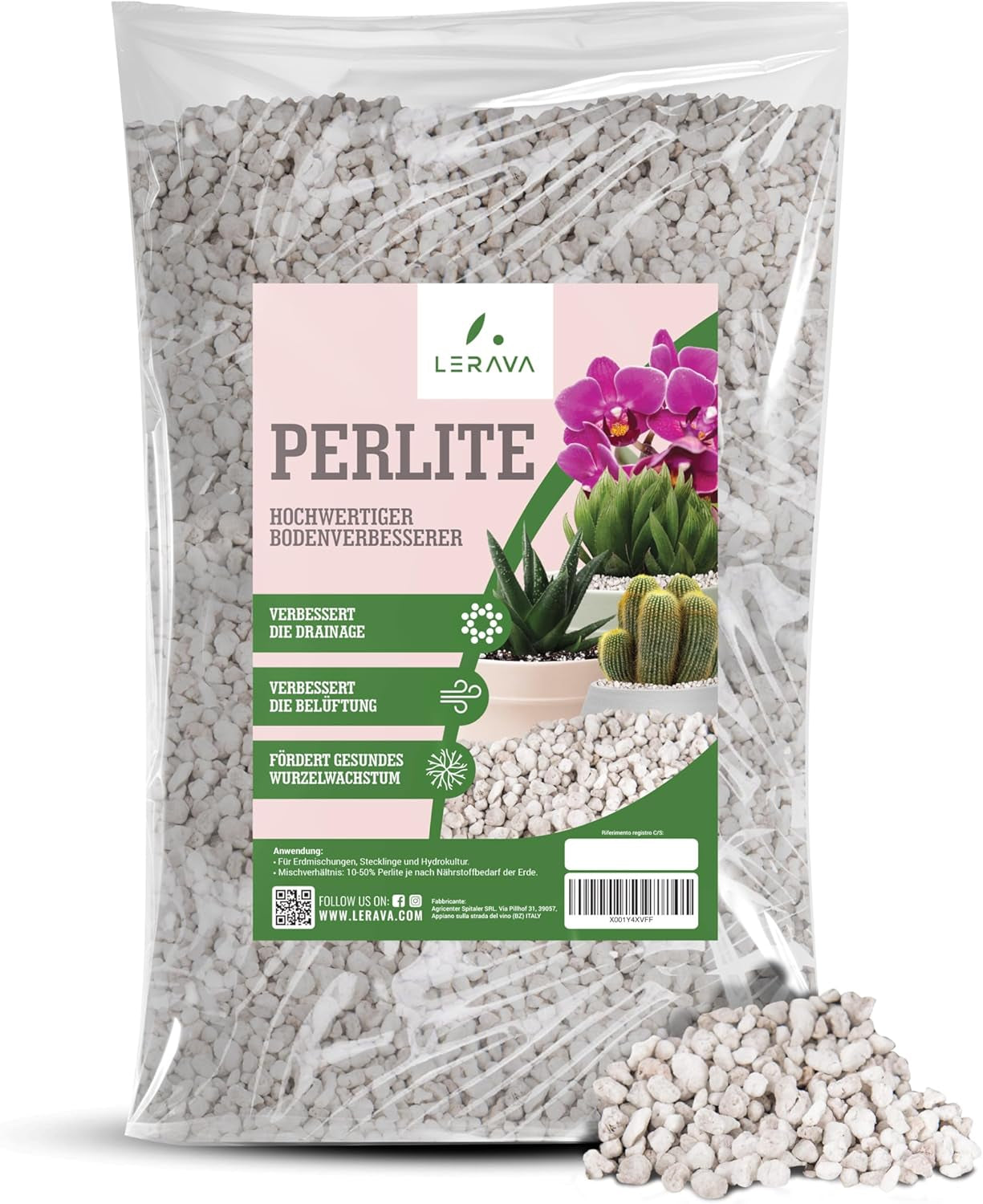 LERAVA® Perlit pentru plante (5L) – Perlit cu granulație grosieră pentru îmbunătățirea solului – Asigură drenaj și aerare optime – Aditiv natural pentru sol și hidroponie – Granule pentru plante