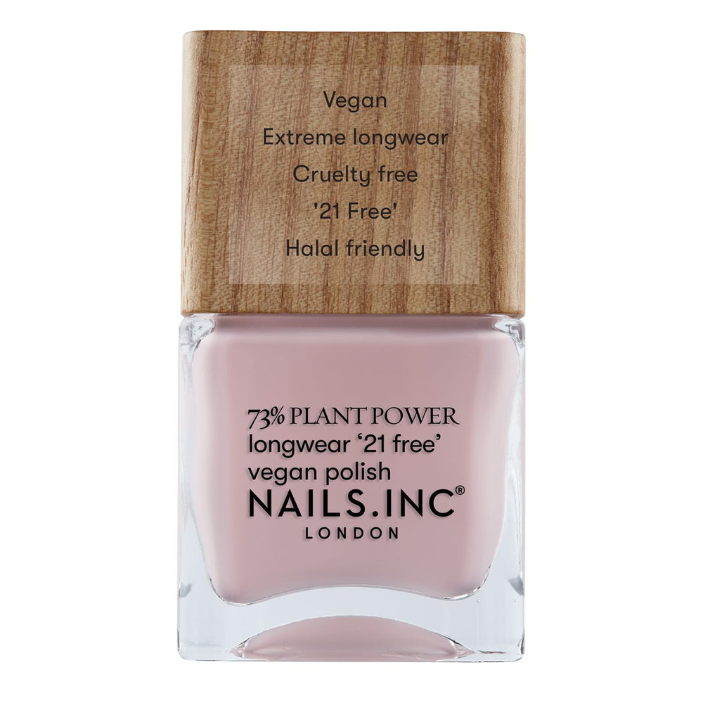 Nails Inc - Oja vegană GLOWING SOMEWHERE Plant Power - 73% pe bază de plante, 100% vegană și fără cruzime - Manichiură perfectă, sidefat strălucitor - Pentru o nail art ecologică