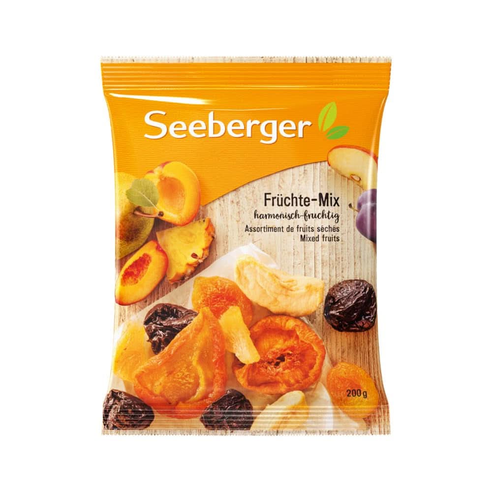Seeberger, mix armonios de pere, piersici, caise, prune, mere și bucăți de ananas, 12 x 200 grame Produse deshidratate Naty Shop 12 x 200 grame