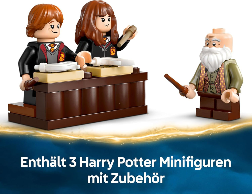 LEGO Harry Potter Schloss Hogwarts: Zauberkunstunterricht, Set mit 3 Minifiguren, inkl. Hermine Granger & Ron Weasley, Wingardium Leviosa Funktion, Spielzeug für Mädchen & Jungen ab 8 Jahren 76442
