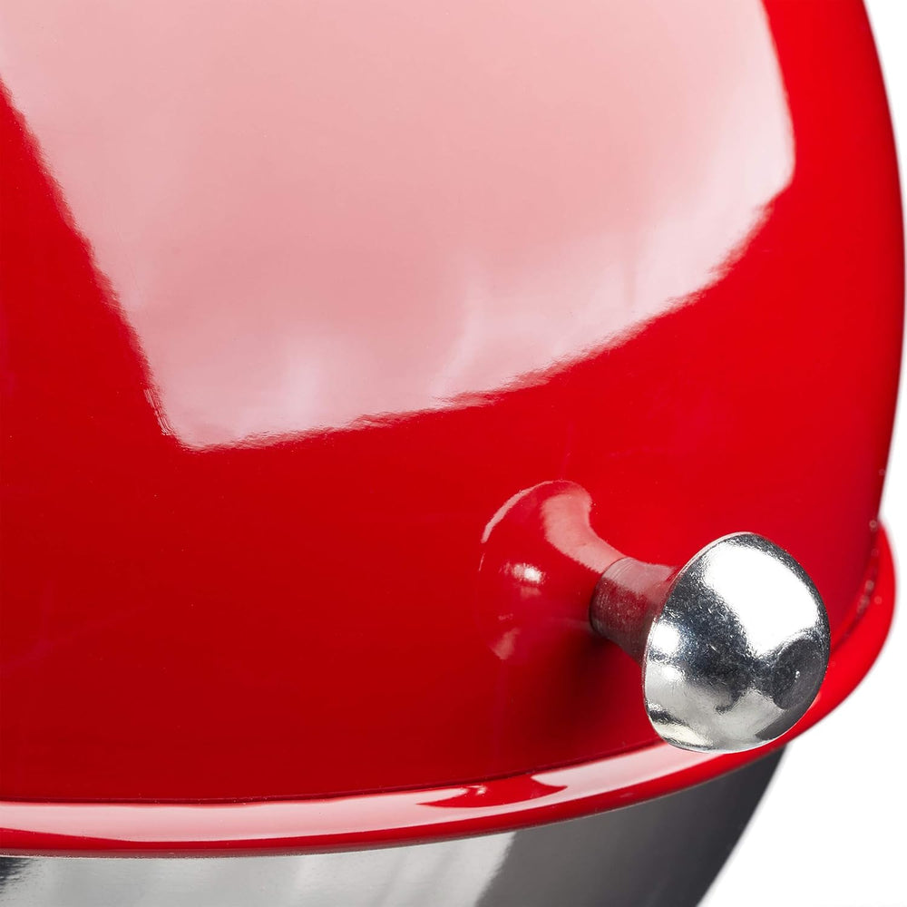 Zahărniță Relaxdays cu capac tip rulou, oțel inoxidabil lucios, pentru zahăr și dulciuri, bomboane, bilă de zahăr, roșu, 1 bucată