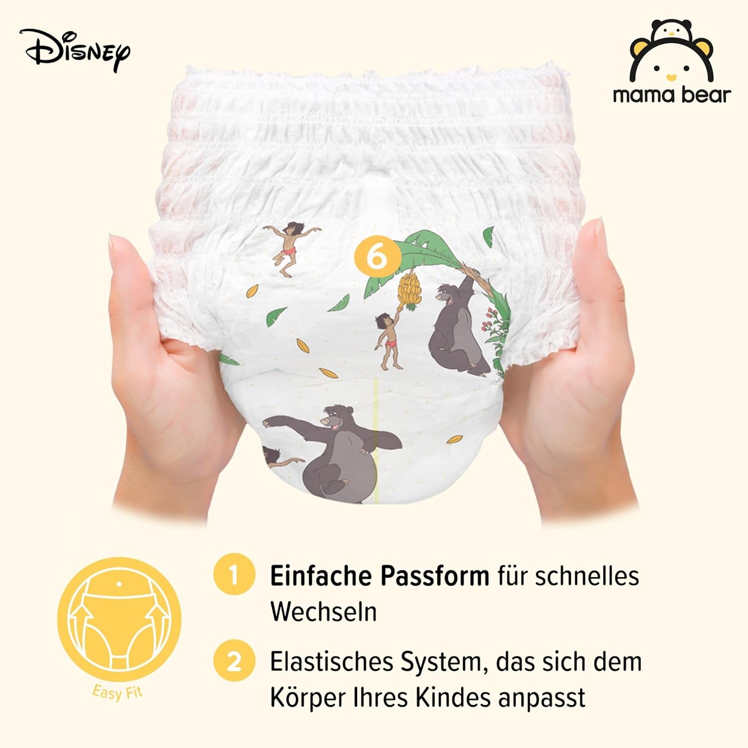 Marcă Amazon: Mama Bear Disney Mărimea 6 (15+ kg) – Pachet lunar, Alb, 120 de bucăți (2 pachete a câte 60)