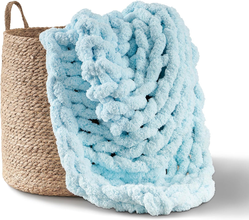 Chunky pătură tricotate, arunca, 100% mână tricotate cu jumbo chenille fire (127 X 152.4 Cm, gri liliac) Paturi si Cuverturi Adyrescia Lumină, albastru 50 "X60"