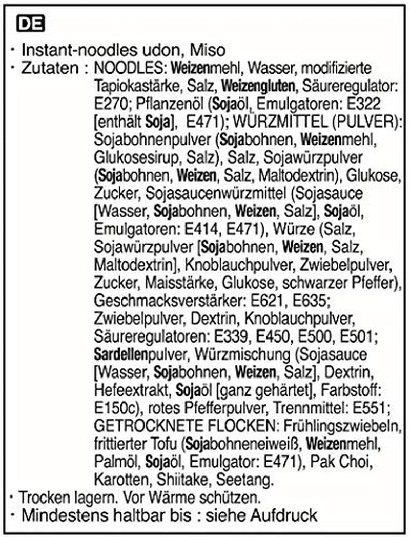 Tăiței instant Allgroo Udon - Miso, supă Udon, picantă, aromată, preparare rapidă - conține 3 porții - 1 x 690 g