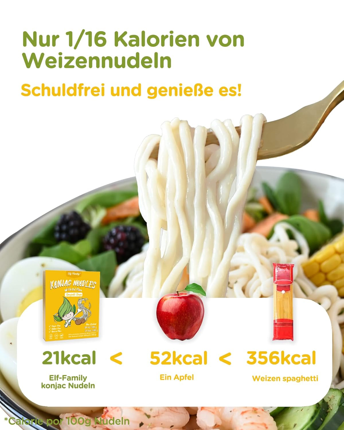 Tăiței Konjac Premium din Thailanda, Vegani, Fără Gluten - 240g x Pachet de 6 (12 pachete), Tăiței Shirataki Elf-Family, Tăiței Instant, Paste/Keto/Conținut scăzut de carbohidrați/Conținut scăzut de calorii/Fără zahăr - Spaghete și Fettuccine