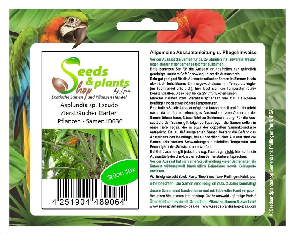 Stk - 10X Asplundia Sp. Escudo Ziersträucher Garten Pflanzen - Samen ID636 -
