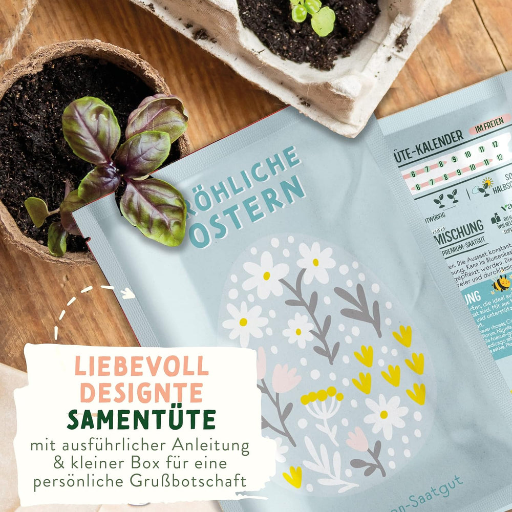 Semințe de pajiște cu flori sălbatice | Semințe de flori cadou de Paște, semințe de iarbă de Paște | Semințe de flori pentru Paște și cadouri de Paște pentru copii | Semințe de flori sălbatice | Pachete de semințe pentru o pajiște cu flori sălbatice