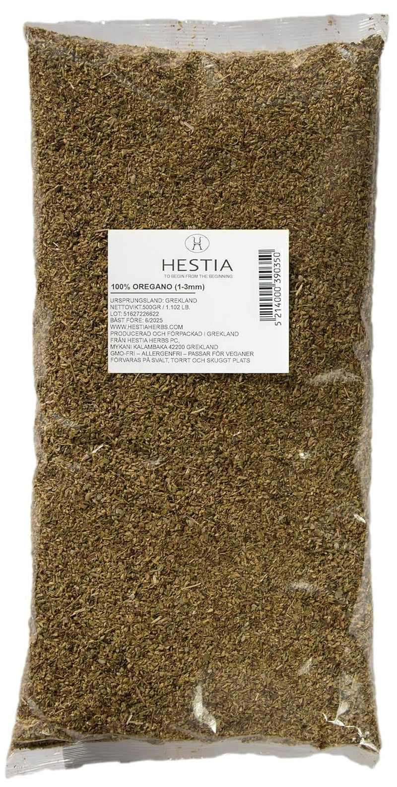 Hestia Herbs Griechischer getrockneter Oregano 500 g, Allergenfrei – Vegan – GVO-frei