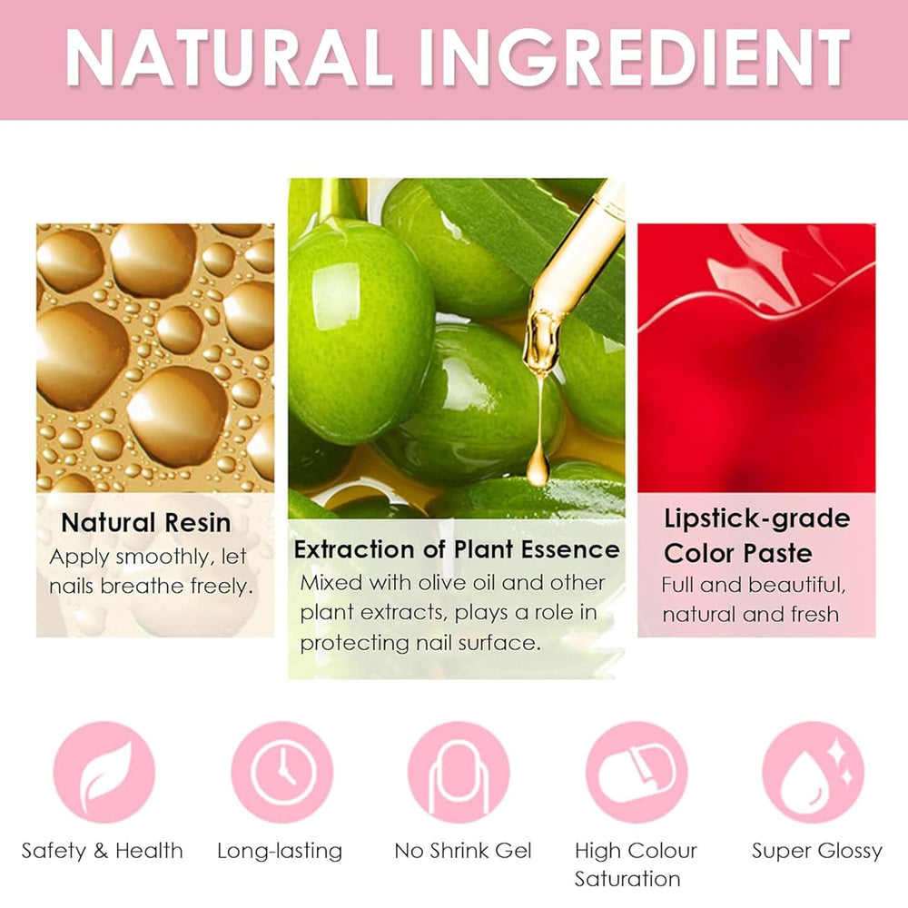 Set de ojă cu 6 piese - Oja roșie strălucitoare cu uscare rapidă și de lungă durată - Oja pe bază de apă non-toxică pentru saloane DIY, cadou de manichiură (Colorat A)