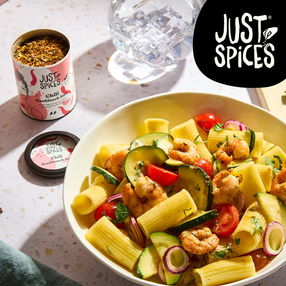 Just Spices Chili Knoblauch Salz I Gewürzmix, der zu allen Gerichten schmeckt I Gewürzdose, 55 g
