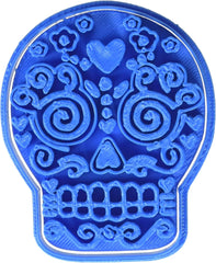 Fursecuri cu cartofi prăjiți mexicani în formă de craniu de Halloween, albastre, 8 x 7 x 1,5 cm