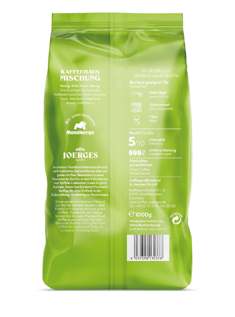 Joerges coffee house blend, 1 kg (Ambalajul poate varia) Cafea Naty Shop