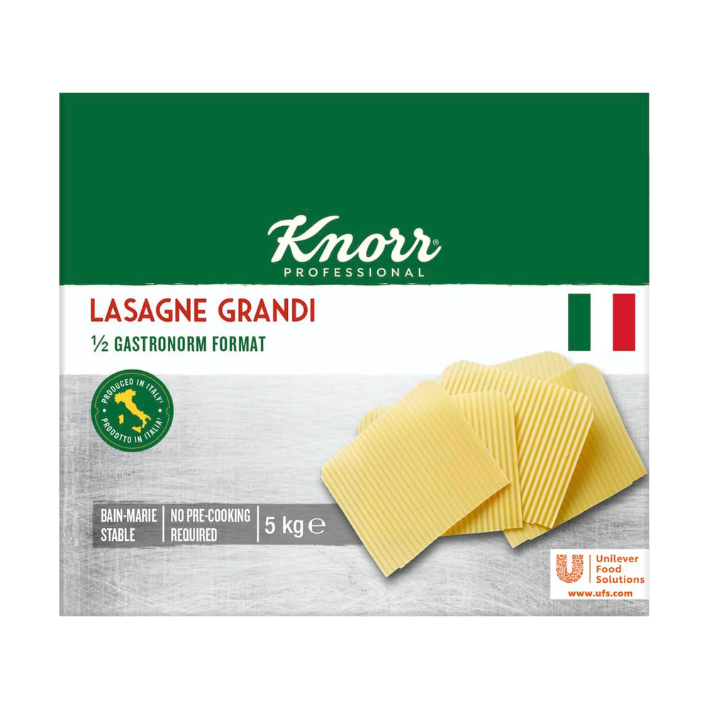 Lasagna Grandi Knorr format 1/2 Gastronorm - foi de aluat ondulate pentru paste - pachet mare, 5000 g