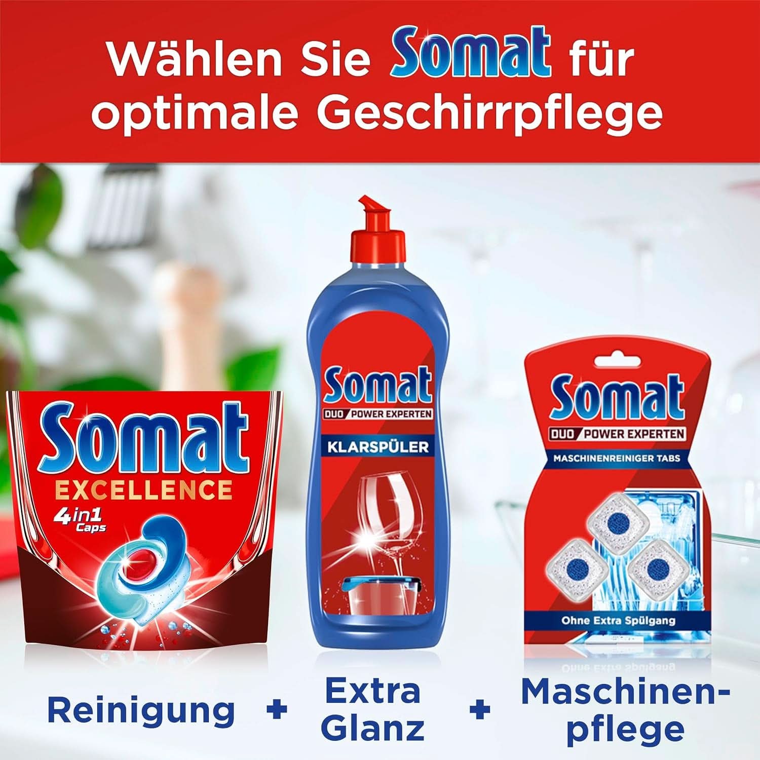 Somat Excellence 4In1 Caps (141 Caps), File pentru mașina de spălat vase cu dizolvare rapidă Detergenti Bucatarie Naty Shop